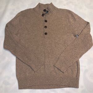 Vintage REI Fisherman Knit Sweater 1/4 Button Mens Medium Tan Preppy Grandpa